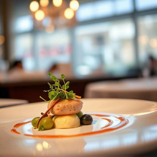 Photographie culinaire professionnelle mettant en valeur un plat gastronomique d'un restaurant étoilé de Lille avec un dressage soigné.